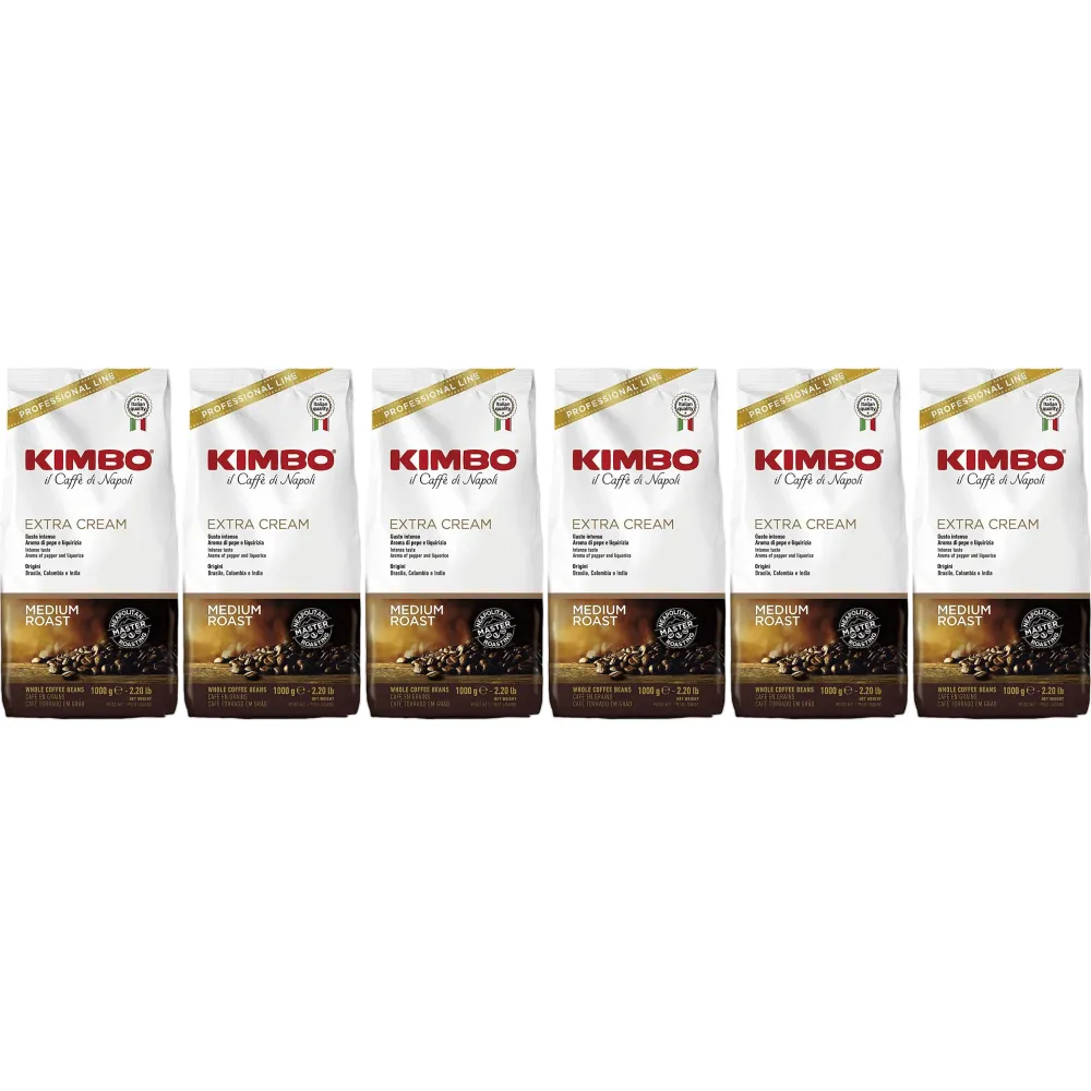 Kimbo Espresso Bar Extra Cream - Café en grain - 6 x 1 kilo