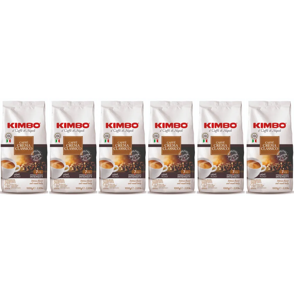 Kimbo Caffé Crema Classico - café en grains - 6 x 1 kilo