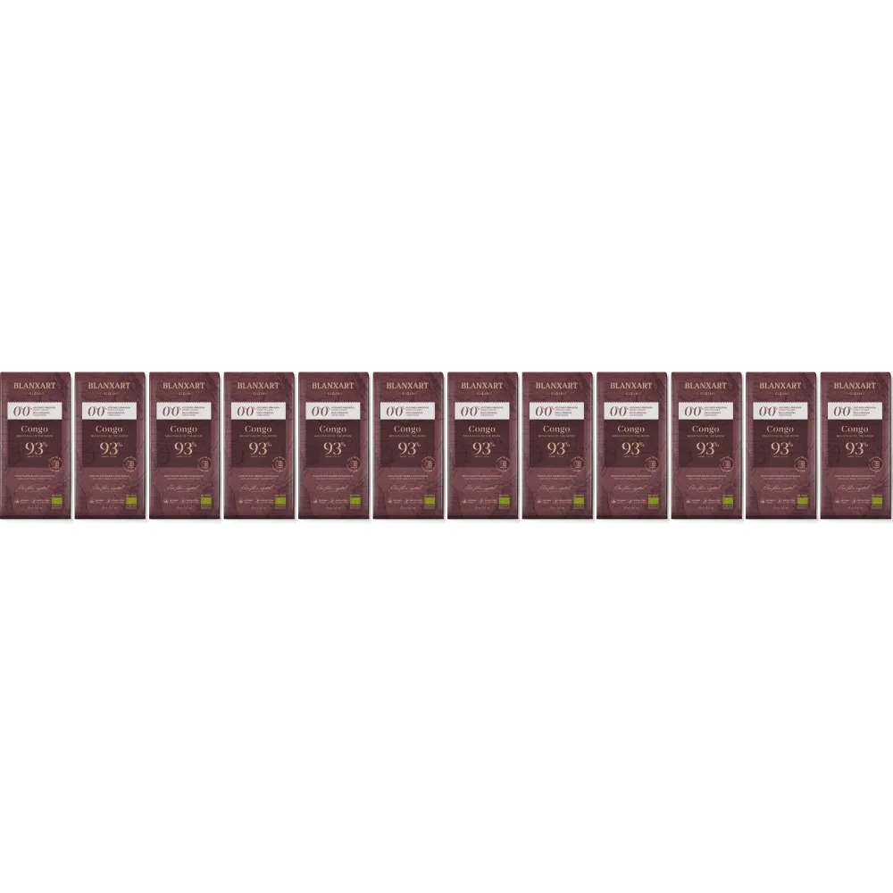 Blanxart - Congo 0,0% de sucres ajoutés - 12 x 93% de chocolat noir (Bio)
