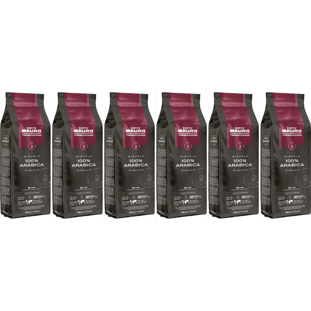 Caffè Mauro 100% Arabica Centopercento - grains de café - 6 x 1 kilo