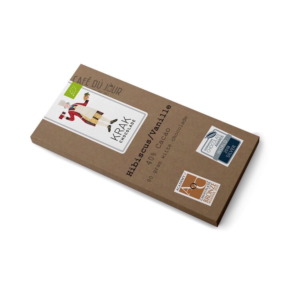 Krak Chocolade - Hibiscus/Vanille - Chocolat blanc