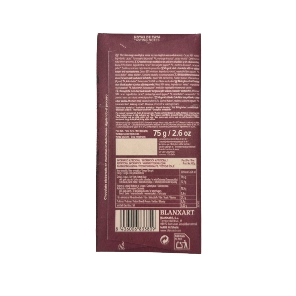 Une barre de chocolat noir vegan et sans gluten du Congo avec 93 % de cacao