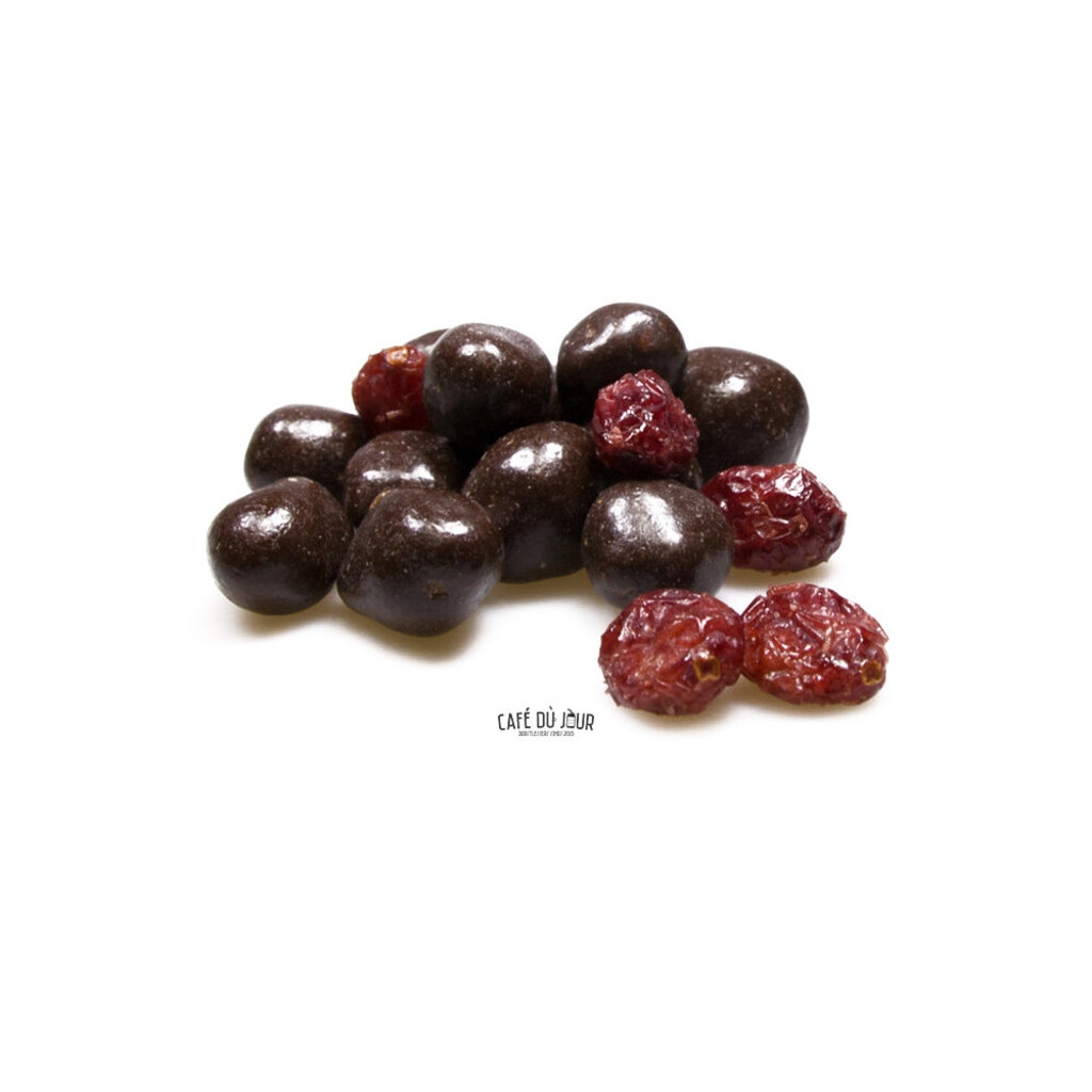 Cranberries enrobées de chocolat noir pur 250 g