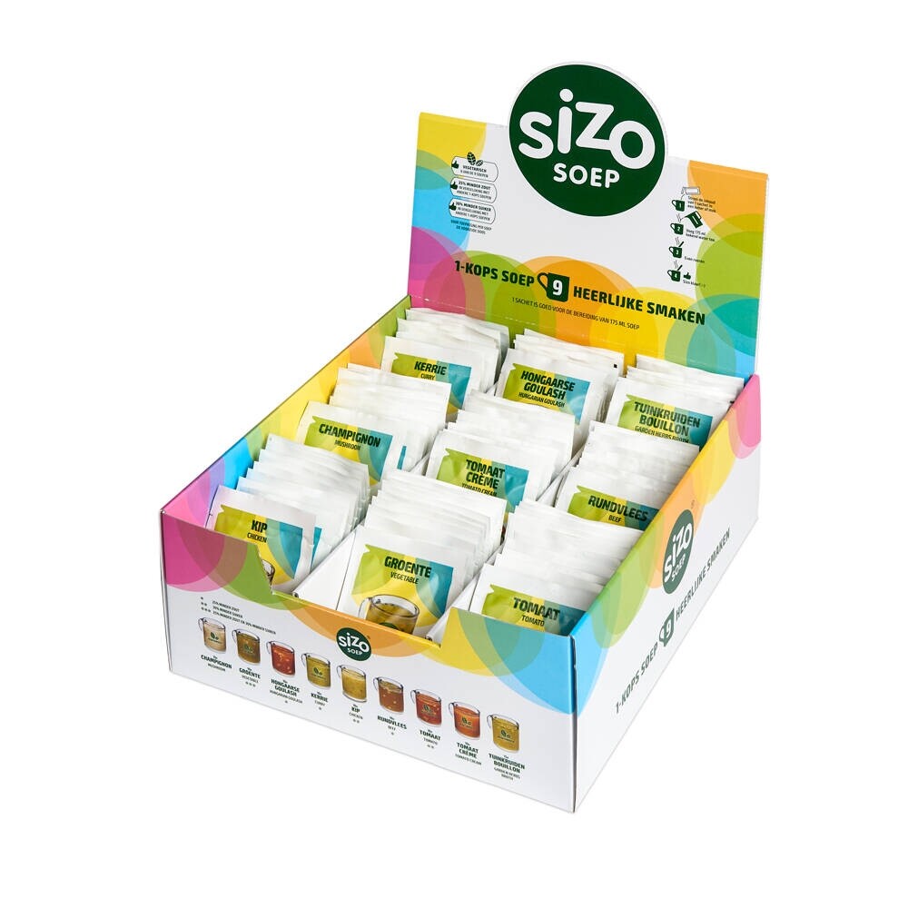 Sizo Soup Display Box 9 saveurs - soupe instantanée - 95 sachets