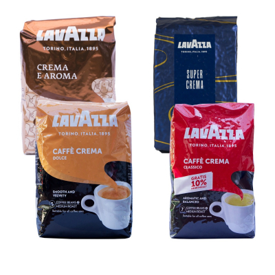 Paquet d'échantillons Lavazza Crema - Café en grain - 4 x 1 kilo
