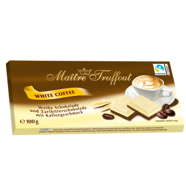 Chocolat au café blanc - Chocolat légèrement sucré au goût de café - 100 grammes