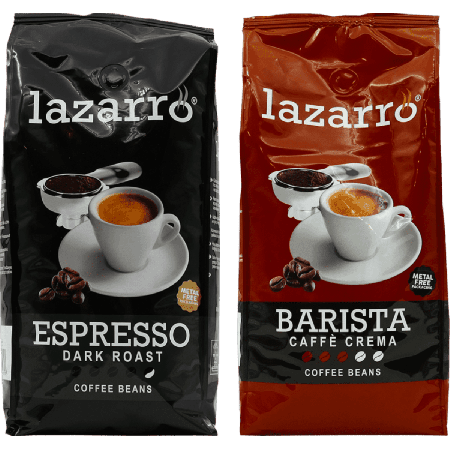 Lazarro Duo Grains - Dark Roast & Caffè Crema 2 x 1 kilo