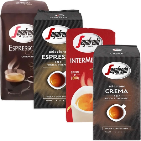 Paquet d'échantillons Segafredo de café en grains 4 x 1 kilo