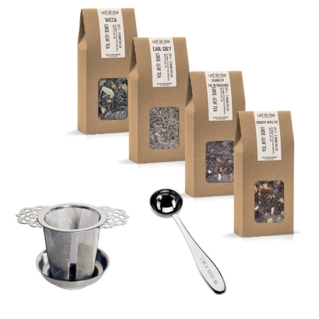 Pack de démarrage de thé en vrac - 4 x 100 g de thé en vrac avec passoire à thé et cuillère doseuse