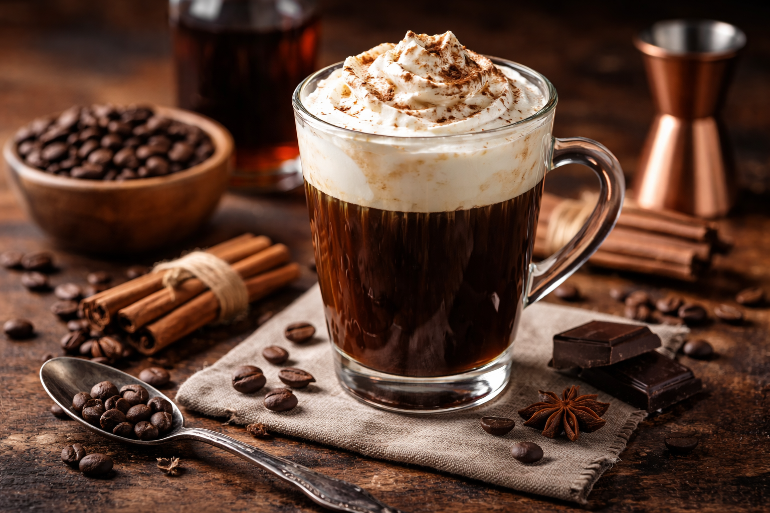 Recette du café Kiss of Fire : cocktail chaud au café avec du caractère