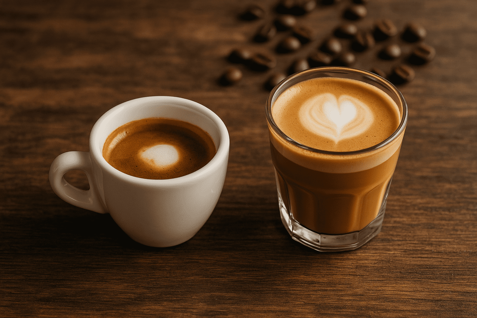 un espresso macchiato et un cortado